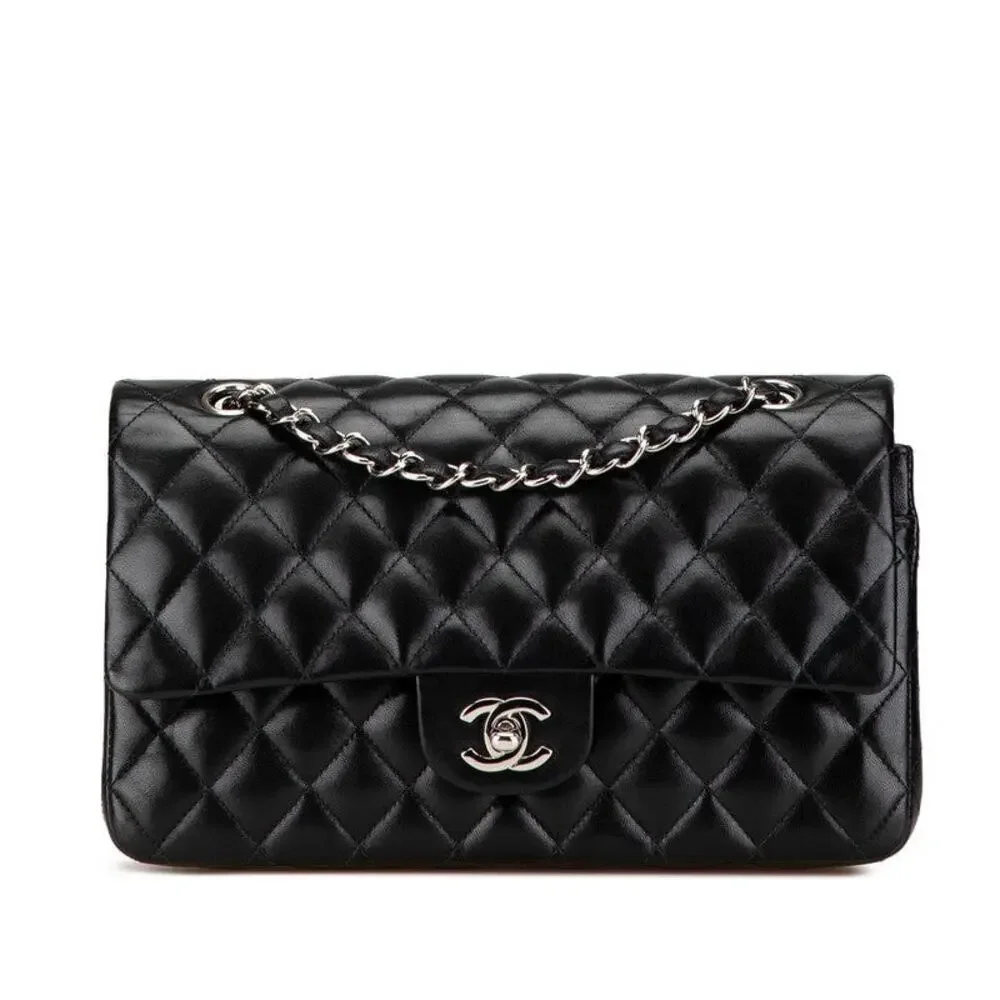 Chanel Matelasse 25 Double Flap Shoulder Bag Black